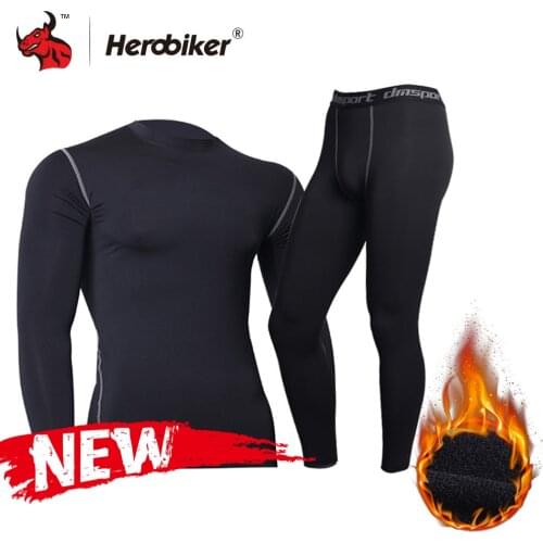 New Men Fleece Thermal Underwear Outdoor Sport Motorcycle Skiing Winter Warm Base Layers Tight Long Johns Tops & Pants Set