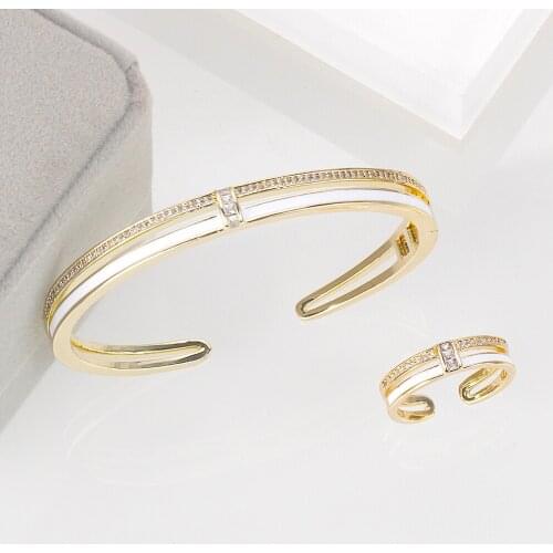 TIRIM Trendy Belt Style Bangle Ring for Women Cubic Zirconia Wedding Divas' Dream Bracelet Set Dubai Fashion Jewelry 2020 NEW