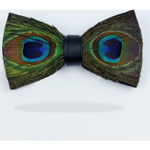 Unique design Feather Bow Tie Natural Hand Made Bowtie With Gift Box For Men Business Party Wedding