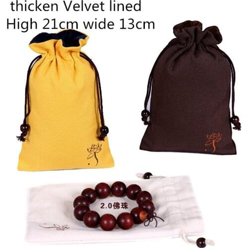 Thicken Large Velvet Drawstring Bag Cloth Travel Bag for Jewelry Packaging Bags Portable Long Cotton Linen Storage Pouch