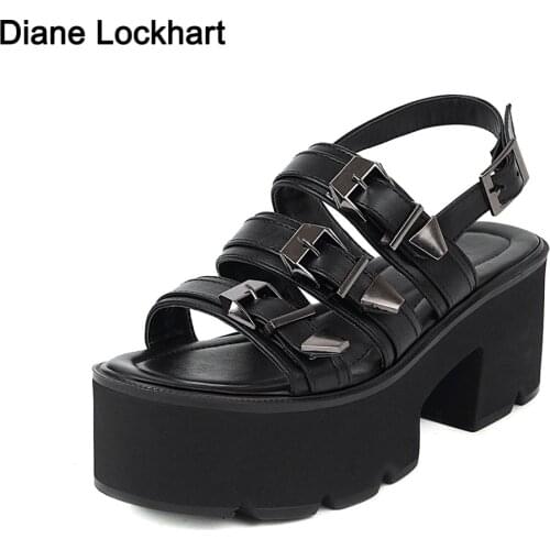 Retro Gladiator Flat Platform Female Sandals Summer Roman Fashion Wedges Women Chunky Sandal Punk Goth Shoes Sandalias Mujer