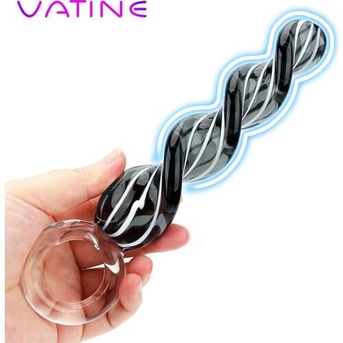 VATINE Crystal Penis Prostate Massager Sex Toys for Women Men Spiral Anal Plug Vaginal Stimulation Femme Glass Dildo Butt Plug