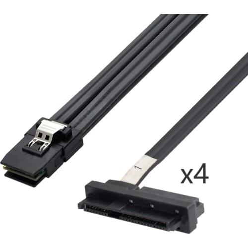 Internal 36 Pin Mini SAS SFF-8087 Host to 4 SFF-8482 Target SAS Hard Disk and SATA Power Cable 100cm