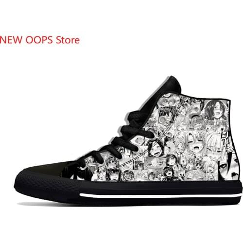Ahegao face Funny New Arrive Fashion Lightweight High Top Canvas Shoes Men Women Casual Breathable Sneakers