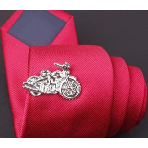 10pcs/lot Creative Silver Motorcycle Tie Clips Neck Tie Bar Clasp Neckie Pin Mens Jewelry Gifts Father Husband Wholesale