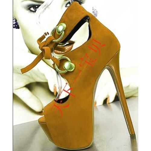 Deification Sexy High Platform Peep Toe Women Pumps Unique Customized Ladies Shoes With Heels Lace Up Footwear Party Shoes Woman