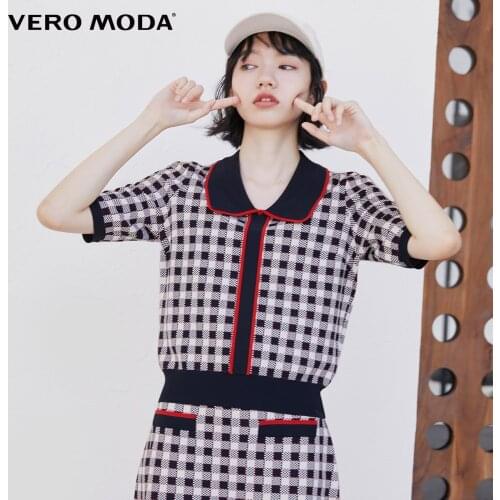 Vero Moda Women Vintage Plaid Slim Sweater Knitted Top | 320324033