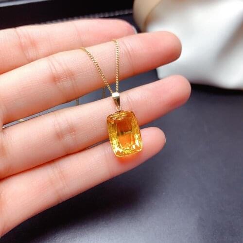 Shilovem 18k yellow gold citrine pendants fine Jewelry women party new classic round gift none necklace 10*14mm mz1014883j