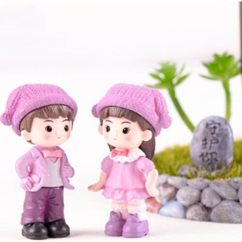 ZOCDOU 2 Pieces Cotton Cap Brother Sister Children Boy Girl Europe Family Model Young People Statue Figurine Crafts Ornament