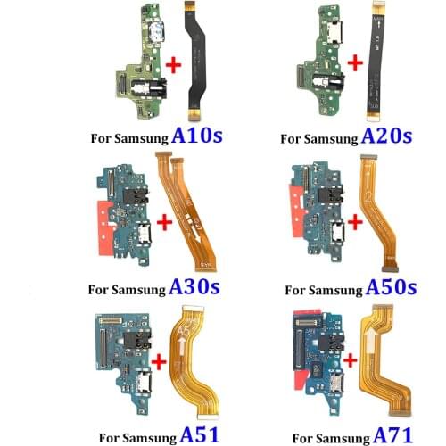 10Pcs USB Charging Port Charger Board + Mainboard Motherboard Flex Cable For Samsung Galaxy A10S A20S A30S A31 A41 A51 A71 A21s