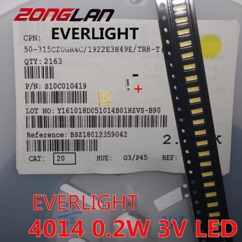 100PCS Original EVERLIGHT LED 4014 Light Beads Cool white High Power 0.2W 3V 21LM For LED LCD TV Backlight Application