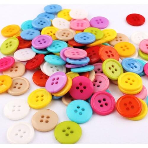100pcs4 Holes Buttons Mixed Size And Color Round Resin Sewing Button For Scrapbooking Craft Fashion Accessories