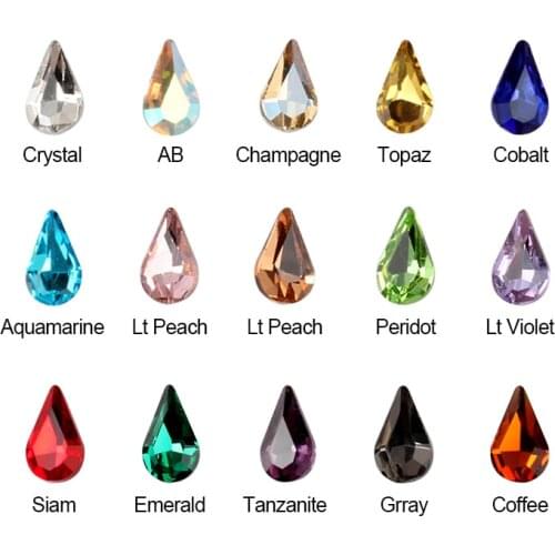 1 Pack 30pcs 3D Nail Art Rhinestones AB Colour Glass Nail Stones 6*10mm Gems Tip Drop Design For DIY Decorations