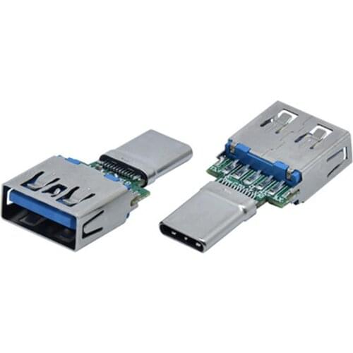 50pc Type-c male to usb3.0A female adapter wire with blue strip plate for high current and high transmission Converter connector
