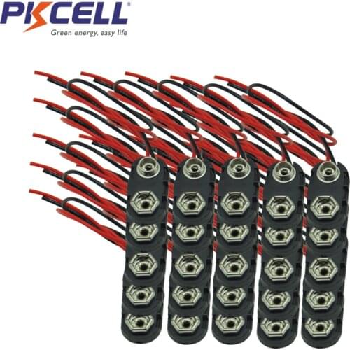 500Pcs PKCELL nap on 9V (9 Volt) 6F22 Battery Clip Connector Hard Shell I Model