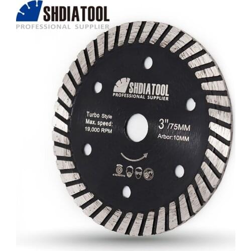 SHDIATOOL 1pc Diamond Hot Pressed Granite Concrete Turbo Blade 3inch Tile Saw 75mm Cutting Disc Granite Marble Concrete Masonry