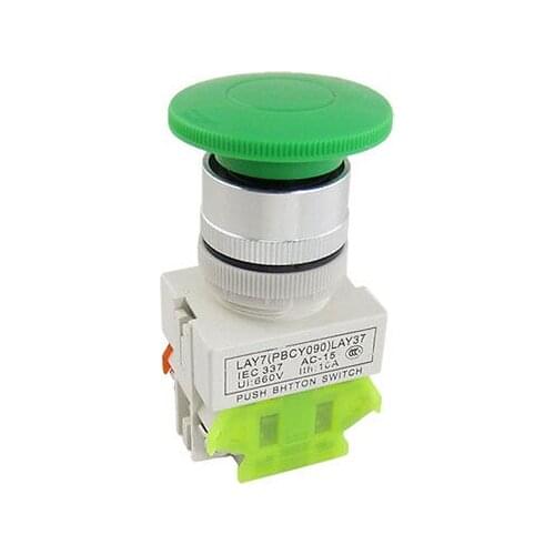 Emergency Stop Green Sign Ignition Mushroom Momentary Push Button Switch 1 NO NC