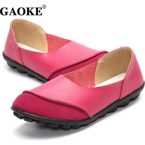 Genuine Leather Shoes Woman Single Shoes Shallow Round Tow Spring Autumn Ballet Flats Shoes Contracted Big Size 35-43
