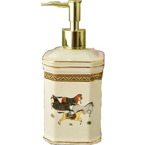 Liquid Soap Dispenser Ceramic Bathroom Shampoo Shower Gel Bottle With 304 SUS Press Type Head Free Shipping Bath Hardware