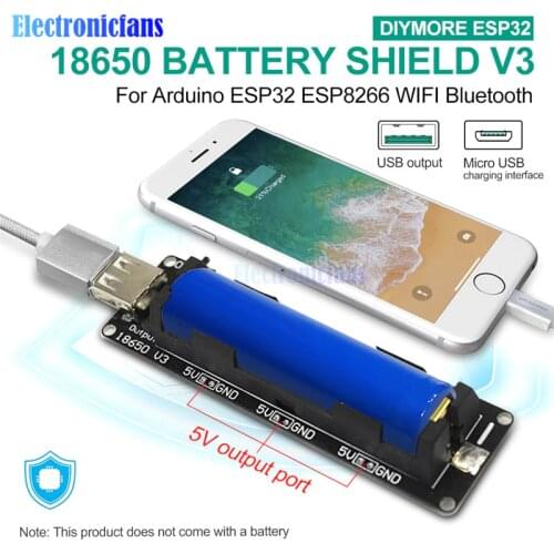 ESP32 ESP32S For Wemos For Arduino Charge For Raspberry Pi 18650 Battery Charge Shield Board V3 Micro USB Port Type-A USB 0.5A