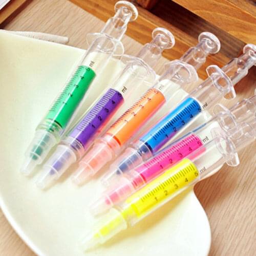 Creativity Fluorescent Pen Needle Highlighter Pen Markers Pastel Drawing Pens for Student School Office Supplies Cute Stationery