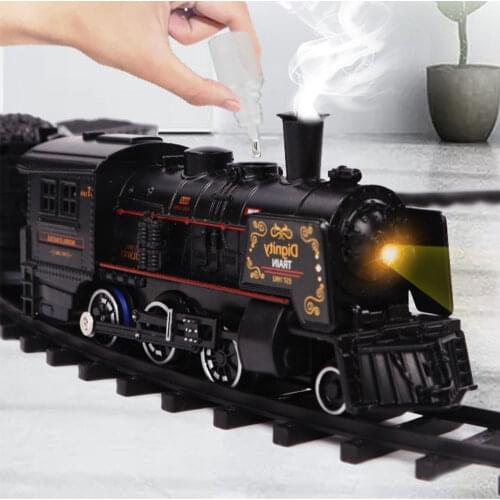 Simulation Steam Train Toy Alloy Car Electric Track Classical Model Rail Train Retro Kids Toy Gift