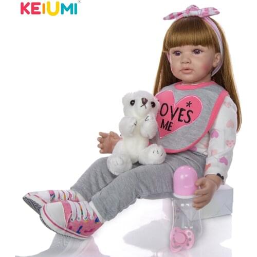 KEIUMI 24 Inch As Lovely Princess Reborn Toddler Girl Doll Silicone vinyl Adorable Lifelike Bonecas Cute Baby Doll Reborn menina
