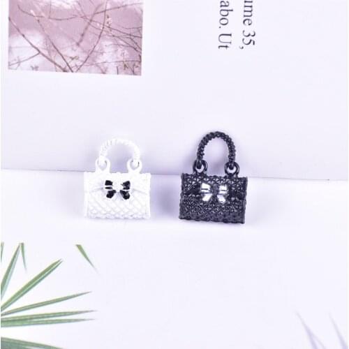 10pcs 3D Small Bow Bag Enamel Charms Oil Drop Handbag Alloy Pendants Dangles DIY Earrings Bracelet Jewelry Accessory Craft FX140