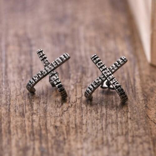 Stud Earring Men, Stainless Steel X Earring ,Mens Jewelry