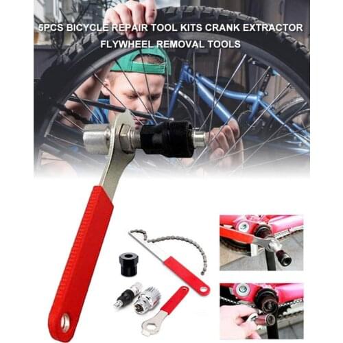 5PCS Bicycle Repair Tool Kits Set Crank Extractor Flywheel Removal Tools For Outdoor Sports Cycling Riding Bike Tool