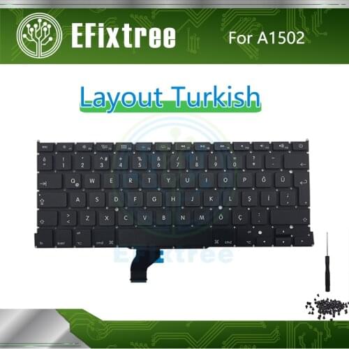 New A1502 Keyboard Turkish For Macbook Pro Retina 13" A1502 Layout Backlight Screw Screwdriver 2013-2015 EMC 2678 2875 2835