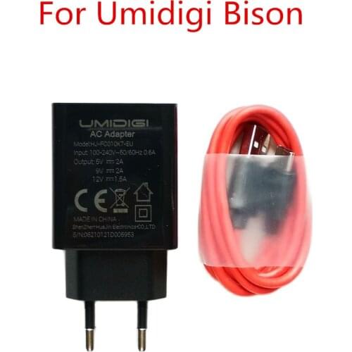 Original New UMI Umidigi Bison Cell Phone AC Adaptor Original Travel Charger EU Plug Adapter 5V 9V 12V +Type-C USB Cable