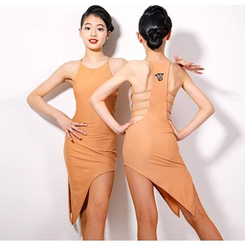 Girls Latin Dance Sling Dress Ballroom Tango Dancing Performance Costume Rumba Practice Wear Latin Competition Clothing YS1354