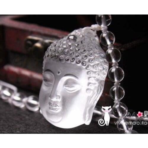 NATURAL clear QUARTZ CRYSTAL Gautam CARVING pendant