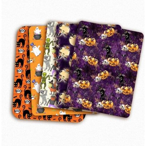 Halloween Polyester Cotton Fabric Pumpkin Pattern Printed Cloth Sheets DIY Crafts Supplies For Dress Clothes Hat Making 45*145cm