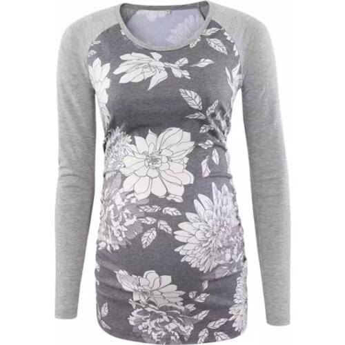 Casual Womens Long Sleeve T-Shirt Maternity Mommy Tops Breastfeeding Tops Ladies T-Shirt Loose Mom Pregnancy Loose Mommy Clothes