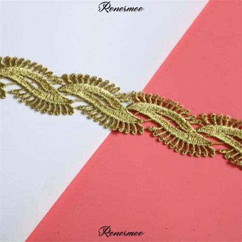 1Yard Gold Twist Embroidery Lace Trim for Bridal Baby Headband Costume Design Lace Ribbon 4cm SX393
