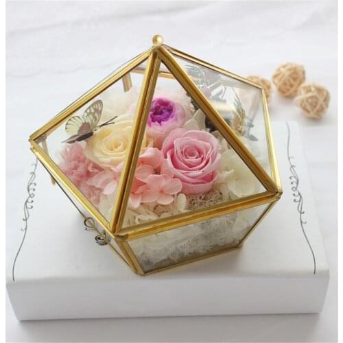 Transparent Glass Ring Box Wedding Ring Box Jewelry Box Eternal Flower Glass Cover Innovative Home Decoration Ornaments