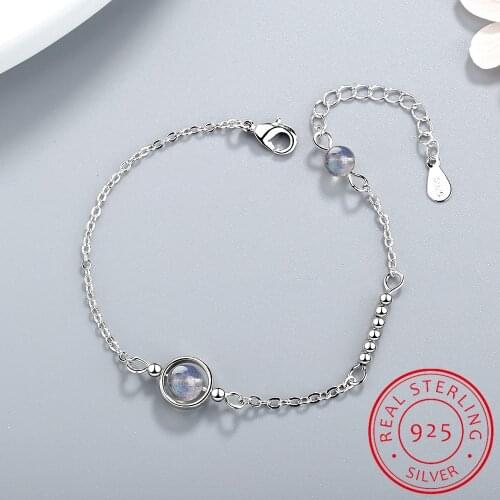 Handmade Moonstone Bracelet Circle Charm With Natural Crystal 925 Sterling Silver Beads Personalized Bracelets For Women/jkjflda