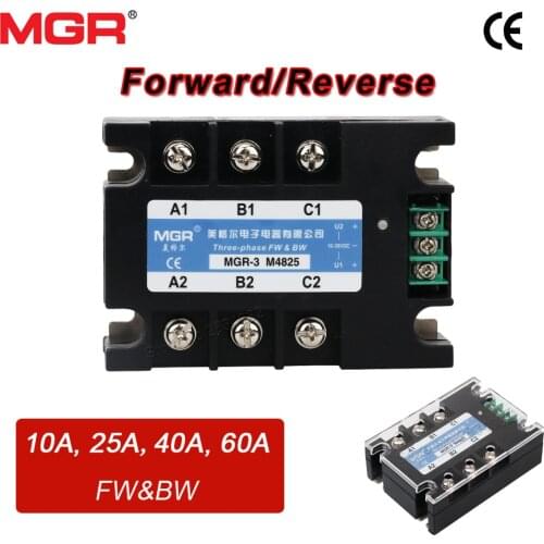 Three 3 Phase Reversing FW&BW Solid State Relay 10-30VDC 480VAC module SSR MGR-3 M4825 10A25A 40A 60A Meger