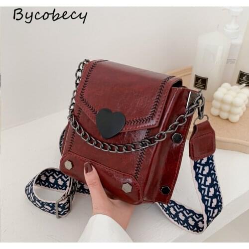 Women New Versatile Texture Crossbody Bag Wide Shoulder Strap Fashion Single Shoulder Small Square Bag Pu Leather Chain Package