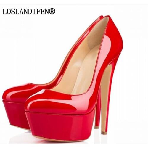 Women pumps high heels PU women shoes Patent leather Pointed Toe 14CM Thin Heels comfortable candy Wedding Dress Shoes