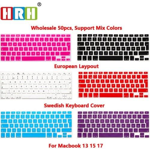 HRH 50pcs Ultra-thin Swedish Silicone Gel EU/UK Keyboard Cover Skin Protector Sticker Film For MacBook Air Pro Retina 13 15 17