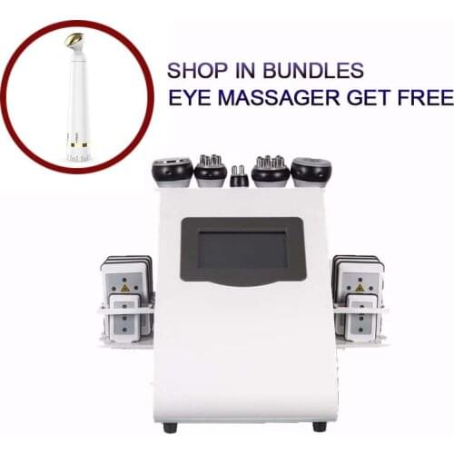Free Shipping 6 In 1 40K Ultrasonic Cavitation Vacuum Radio Frequency Laser Lipo Laser Slimming Machine for Home Use Body Shaper