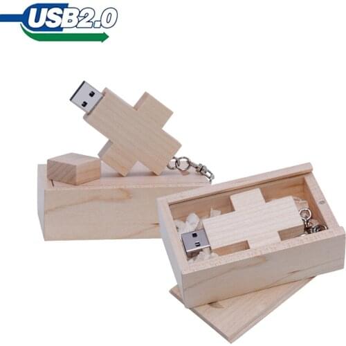 Custom logo wooden usb + Box pen drive 4GB 8GB 16GB 32GB 64GB USB Flash Drive USB2.0 photography wedding Gift customer LOGO