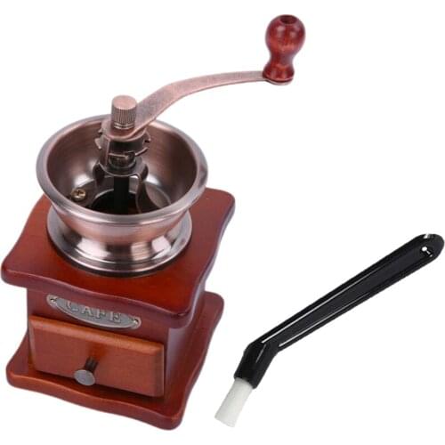 Vintage Manual Coffee Grinder Retro Wood Hand Crank Grinder Bean Grinder