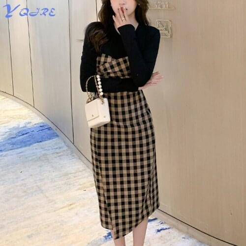 Модные платья в клетку YQJRE China At AliExpress