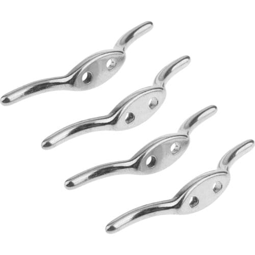 4Pcs 67mm 316 Grade Stainless Steel Rope Cleat for Flags Boats Docks Awnings Superior Corrosion High Polished Surface