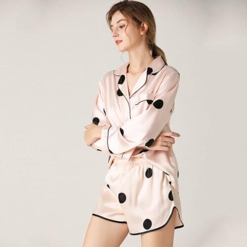 Womens Silk Satin Pajamas Pyjamas Set Long Sleeve Sleepwear Pijama Pajamas Suit Female Sleep Two Piece Set Loungewear