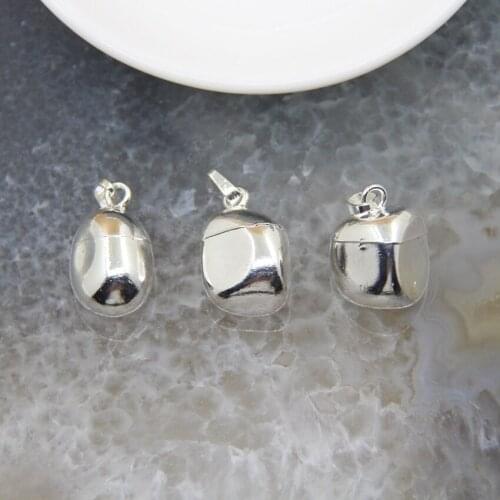 1pcs Plated Silvery Pyrite Natural Stones Small Nugget Pendants For DIY Jewelry Earring Necklace Charms Making Accessories